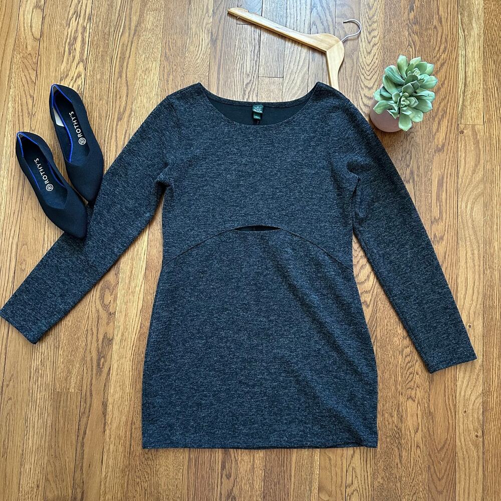 Wild Fable Charcoal Gray Cutout Long Sleeve Sweater Dress